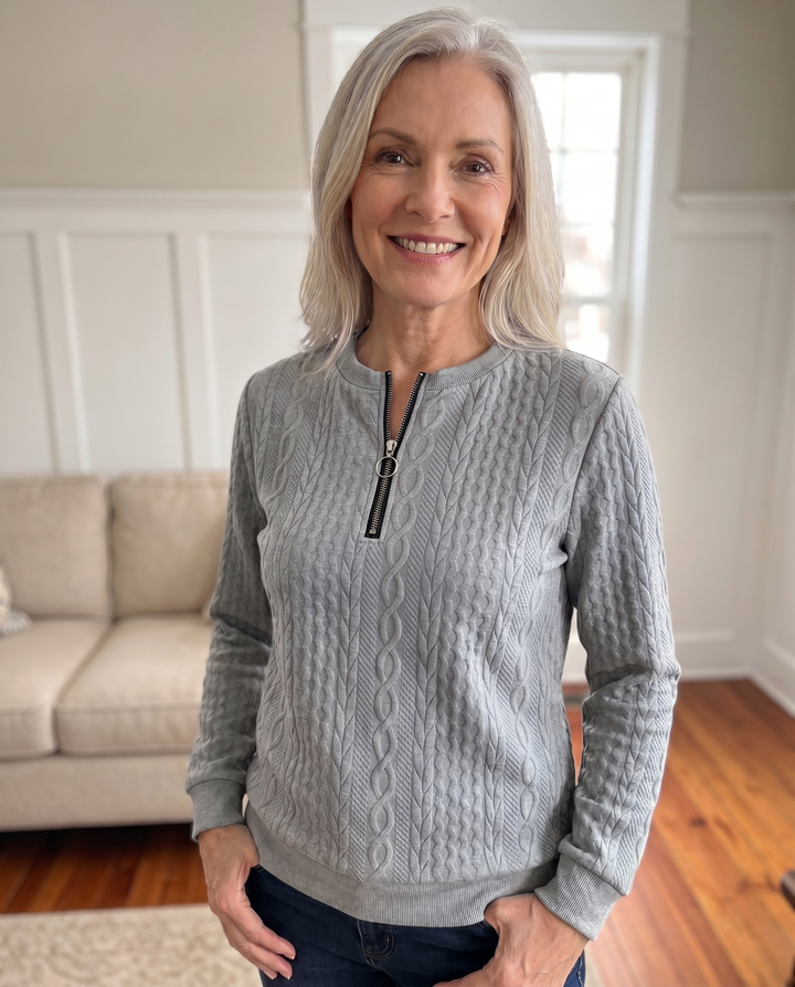 SWEAT TEXTURATO CON ZIP PER DONNE