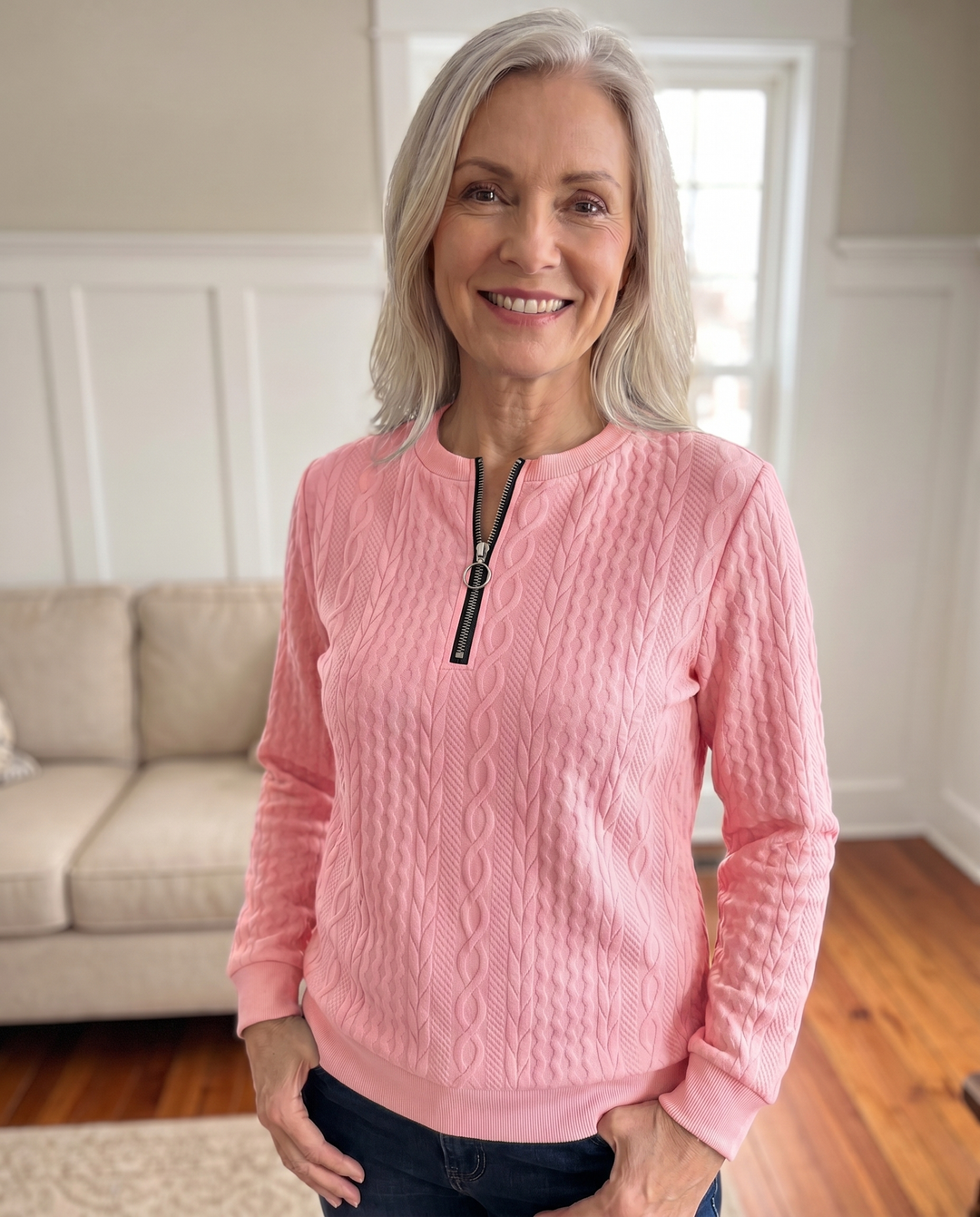 SWEAT TEXTURATO CON ZIP PER DONNE