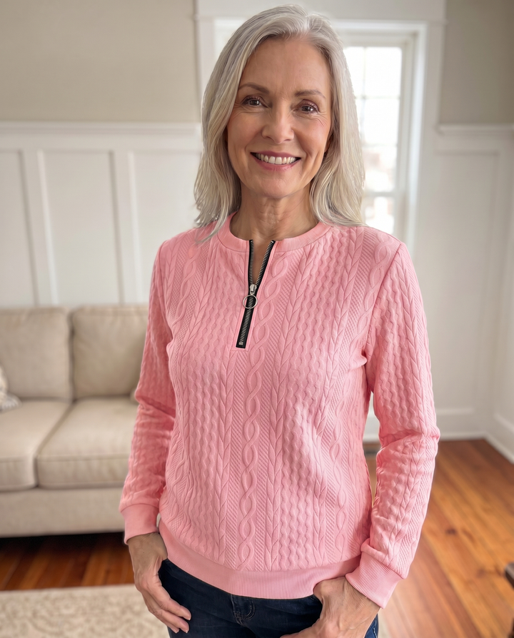 SWEAT TEXTURATO CON ZIP PER DONNE