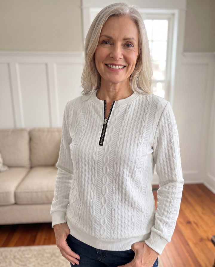 SWEAT TEXTURATO CON ZIP PER DONNE