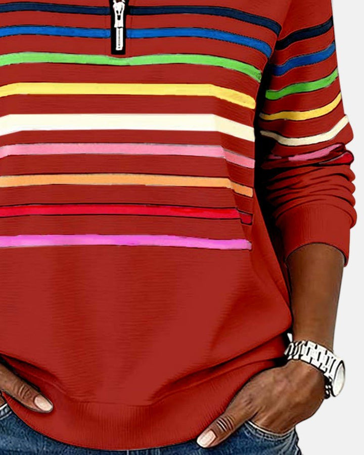 BELLUCCI MILANO | FELPA CON COLLO ZIP QUARTO DI LUNGHEZZA A RIGHE PER DONNE