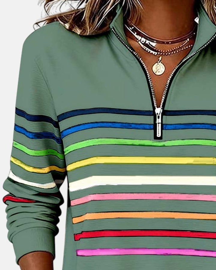 BELLUCCI MILANO | FELPA CON COLLO ZIP QUARTO DI LUNGHEZZA A RIGHE PER DONNE