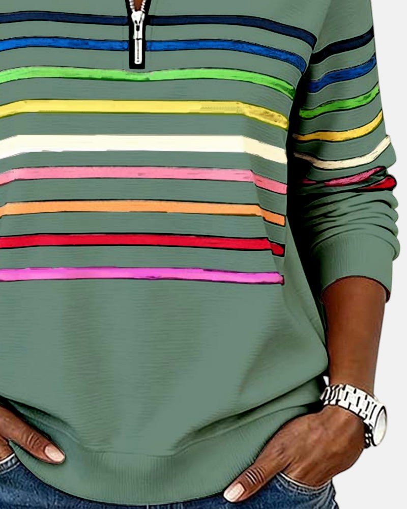BELLUCCI MILANO | FELPA CON COLLO ZIP QUARTO DI LUNGHEZZA A RIGHE PER DONNE