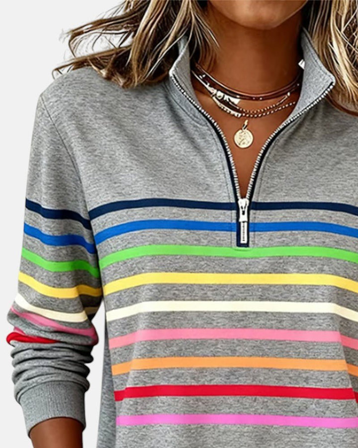 BELLUCCI MILANO | FELPA CON COLLO ZIP QUARTO DI LUNGHEZZA A RIGHE PER DONNE