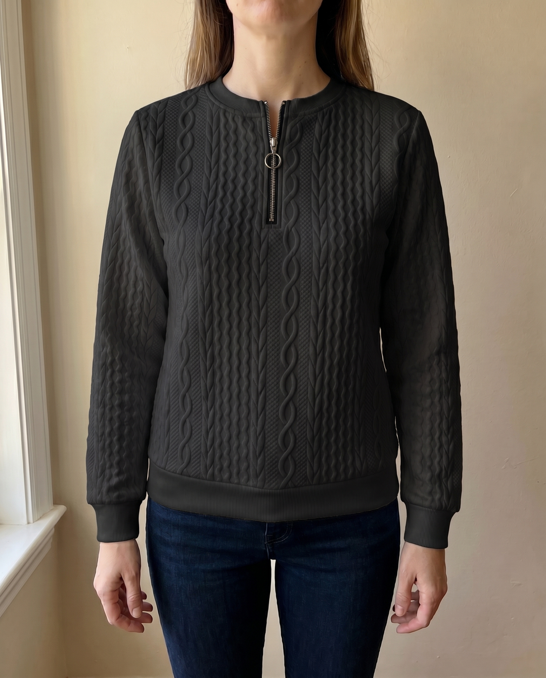SWEAT TEXTURATO CON ZIP PER DONNE