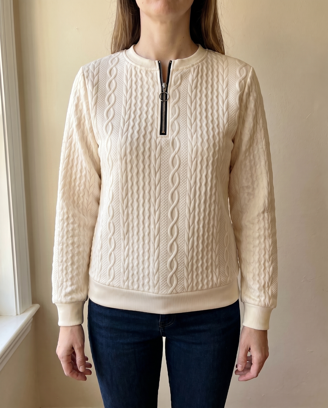 SWEAT TEXTURATO CON ZIP PER DONNE