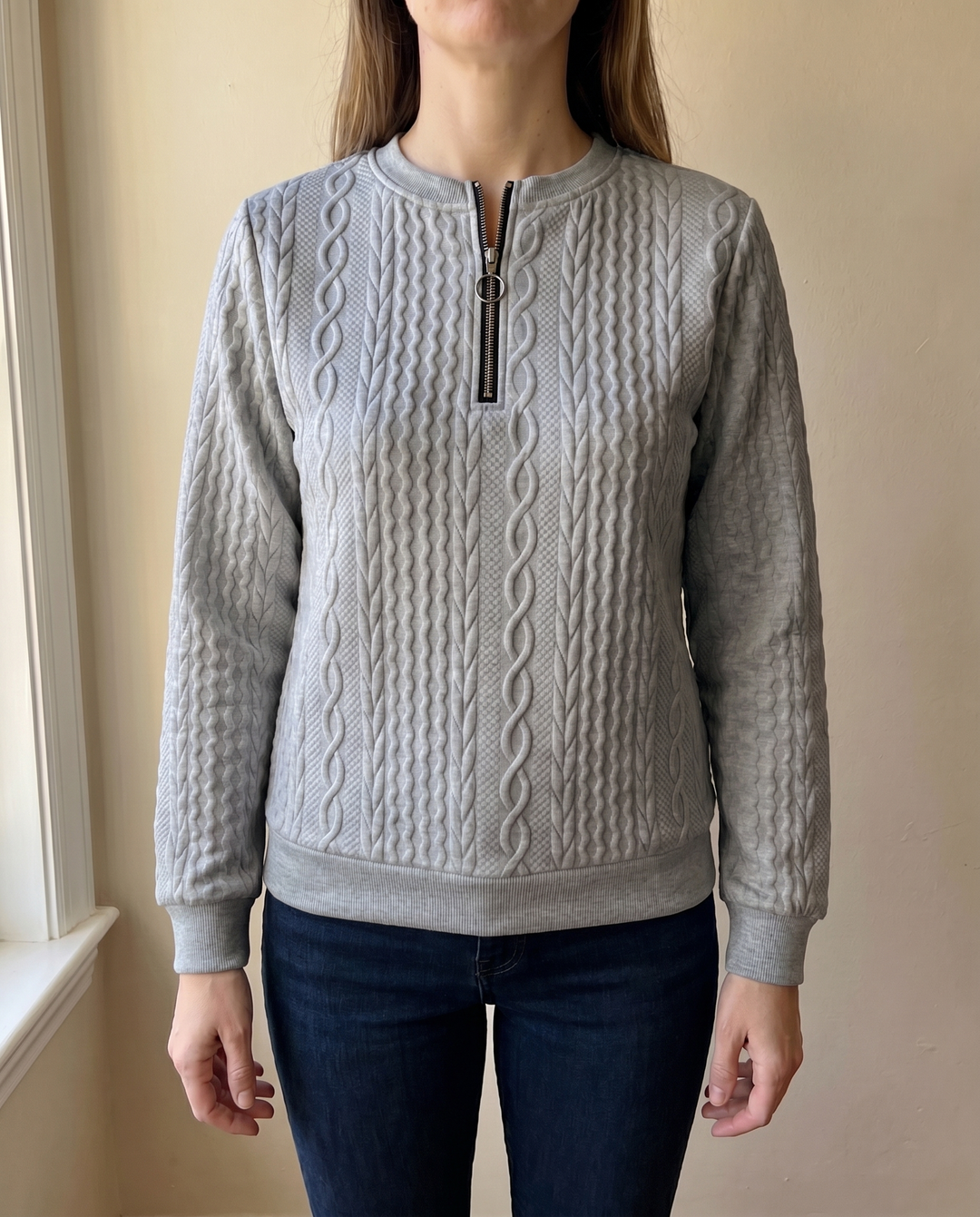 SWEAT TEXTURATO CON ZIP PER DONNE