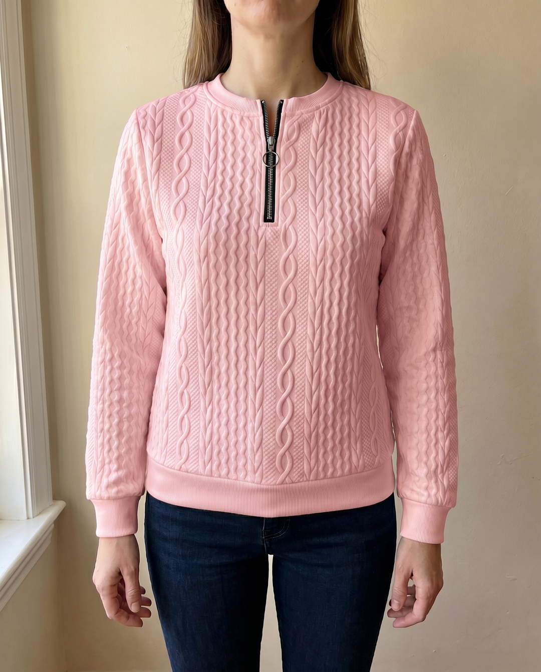 SWEAT TEXTURATO CON ZIP PER DONNE